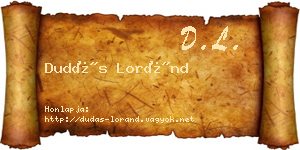 Dudás Loránd névjegykártya